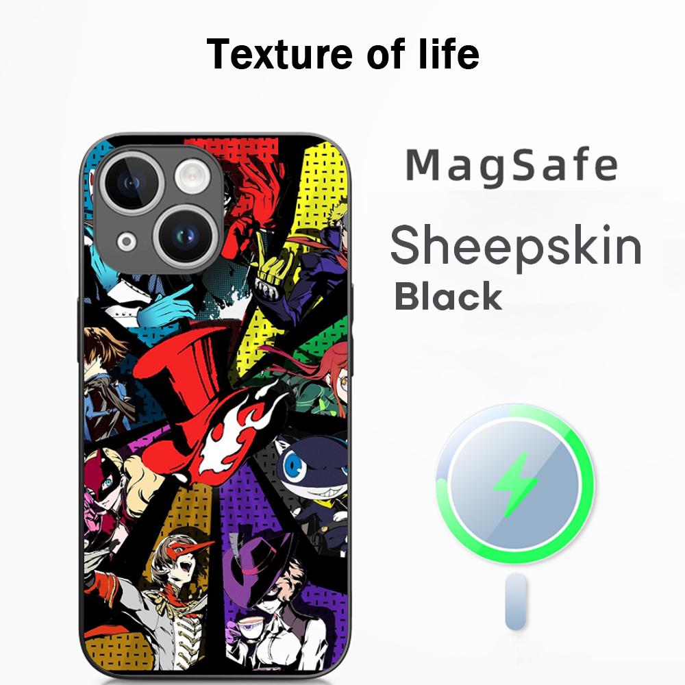 P5 hot game pattern design ins Phone Case For iPhone 17 16 15 14 13 12 Plus Pro Max  High-end Luxury Magsafe Sheepskin