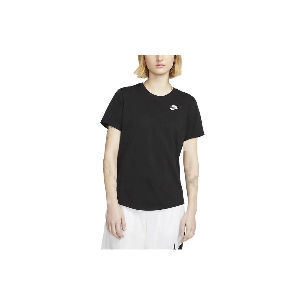 Nike Sportswear Logo Embroidered Crew Neck Short Sleeve T-Shirt Women T-Shirts Black DX7903-010