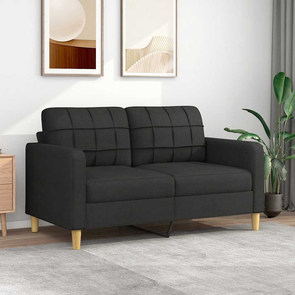 2 Seater Sofa Black 140 Cm Fabric