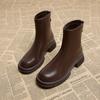 Autumn and Winter New Black Thick Soled Women's Ankle Boots Fashion Soft Leather Shoes Thick Heel Women's Short Boots