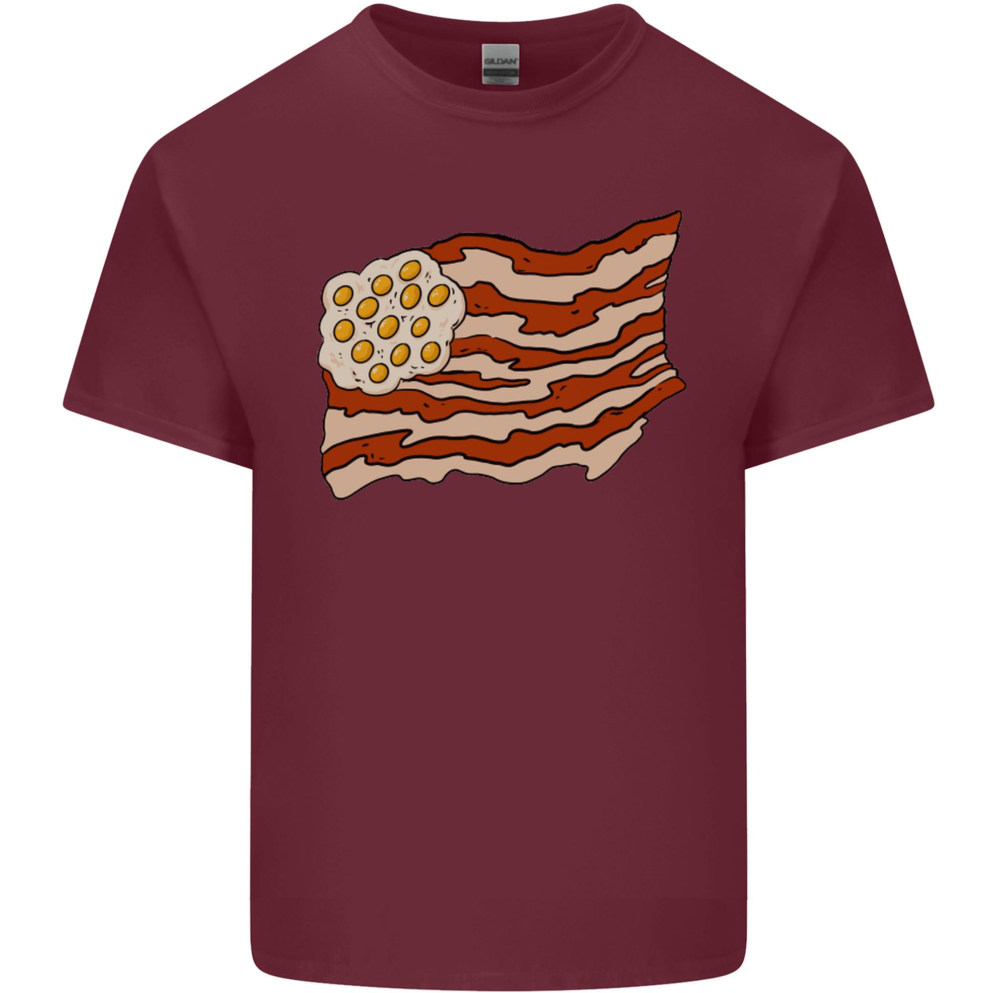 Bacon Egg Stars and Stripes Flag Funny USA Unisexs Light Cotton TShirt S