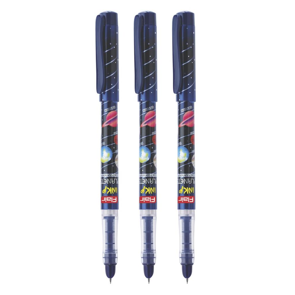 Flair Inky Series Planets Liquid Ink Fountain Pen Pack Of 5 Blue Ink With Jumbo Cartridges For School Office Writing