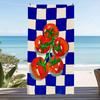 Tomato Print Striped Beach Towel Lightweight Quick Dry Soft Microfiber For Travel Swimming