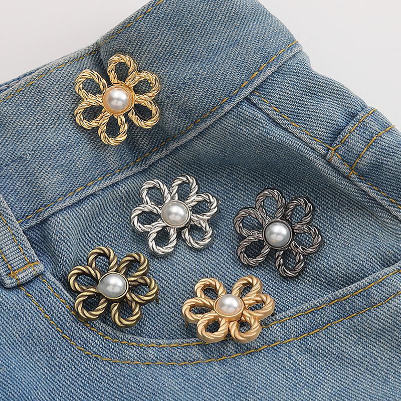 Reusable Detachable Waistband Flower Buttons Tool Jeans Waist Buckle Adjustment Button For Pants Jeans Waist Clip