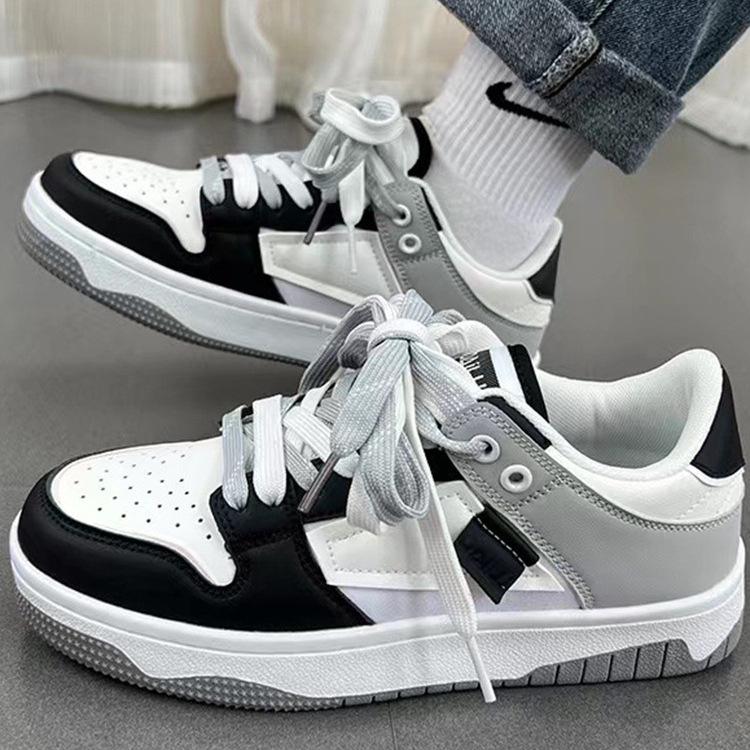 Men's American-Style Skate Shoes: Versatile Black Summer Sneakers, Breathable and Casual for Couples