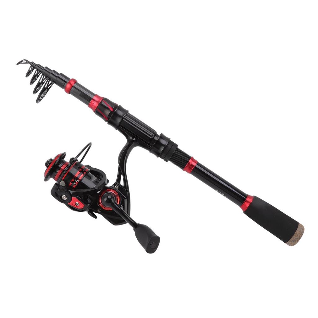2.1m Telescopic Fishing Rod Carbon Fiber Casting Rod Fishing Reel Combo Set with Fishing Line