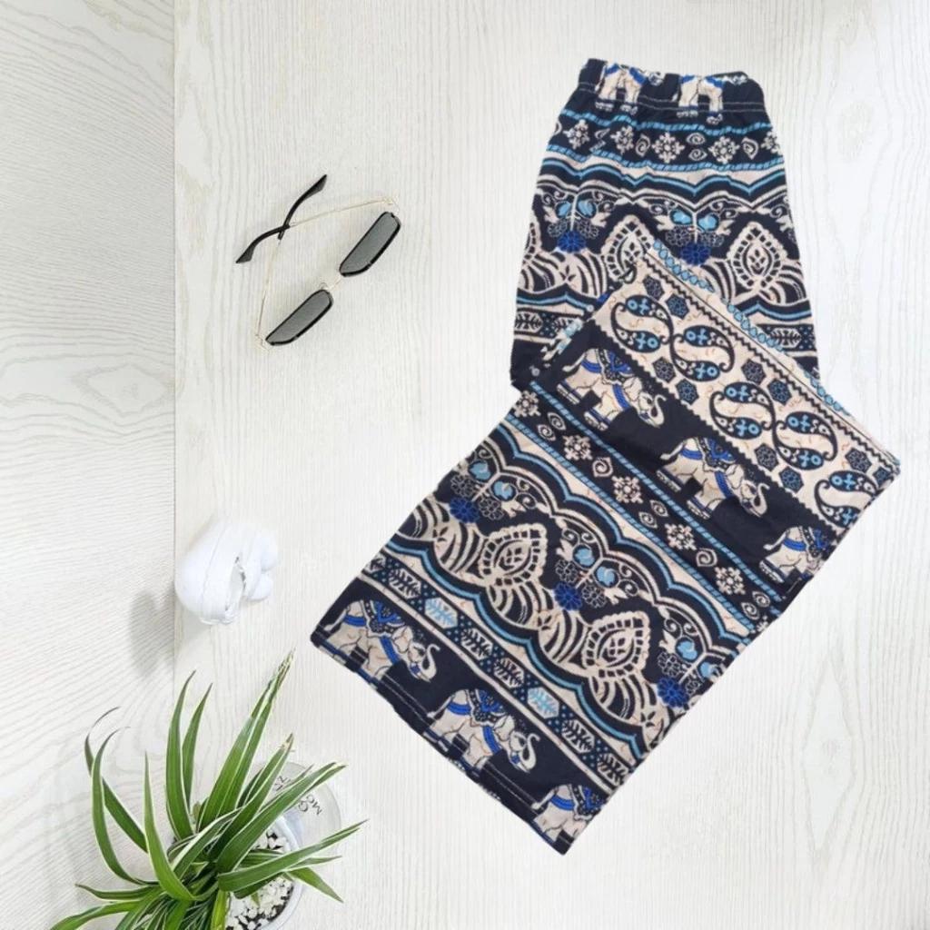 Elephant Pants Adjustable Elastic High Waistband Strap Loose Leg Unisex Man Women Print Thailand Casual Streetwear Beach Bohemian Retro Vintage