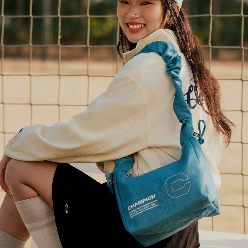 New Champion Fabric Shoulder Bag Unisex Black/Milk White/Medium Blue Denim U5AACPU32
