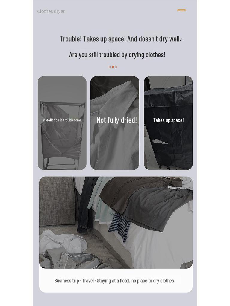 Mini Fast-Drying Household Clothes Dryer with Sterilization & Odor Removal