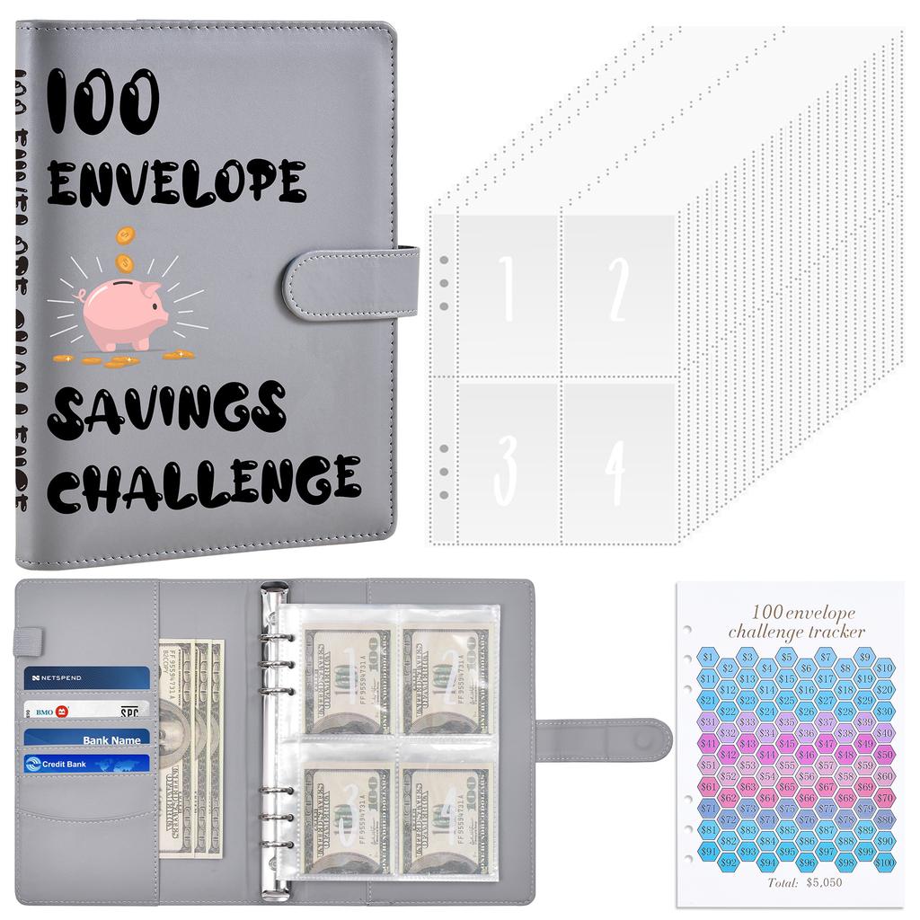 A5 Budget Binder 100 Envelope Savings Challenge Binder Sets Students Notebooks Suppliers Journal Books