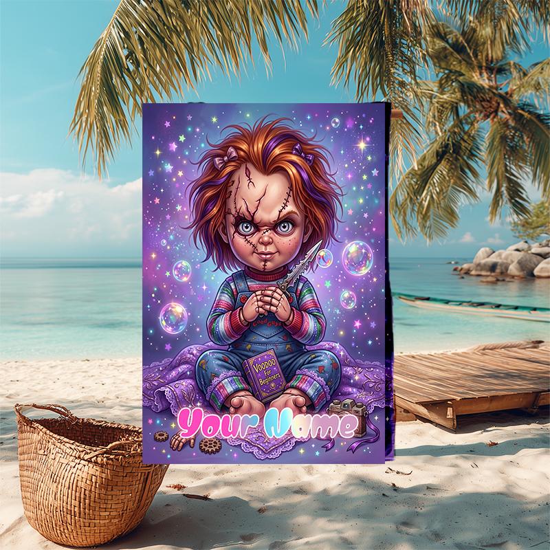1PC Custom Name "Chucky's Bubble Adventure" Beach Towel Highly Absorbent And Sand-Resistant Towel for Swimming, Pool, Yoga, And Travel Lightweight