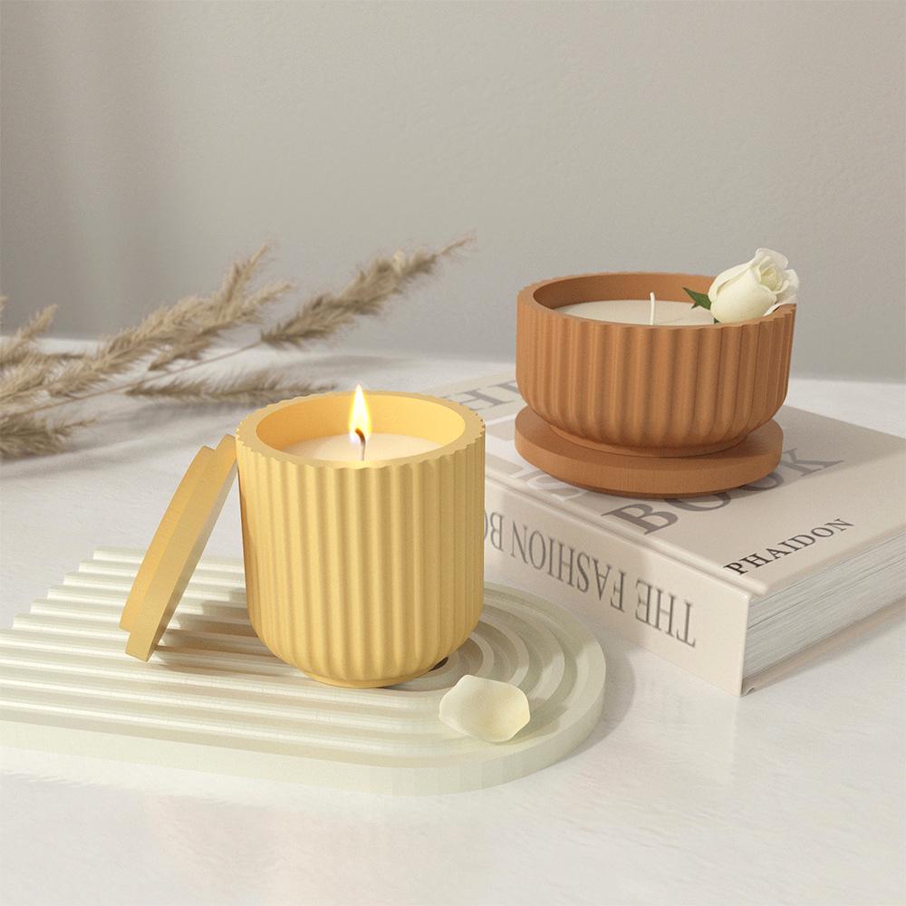 Striped Epoxy Storage Jar Silicone Mold for DIY Plaster Ornaments & Jewelry Box
