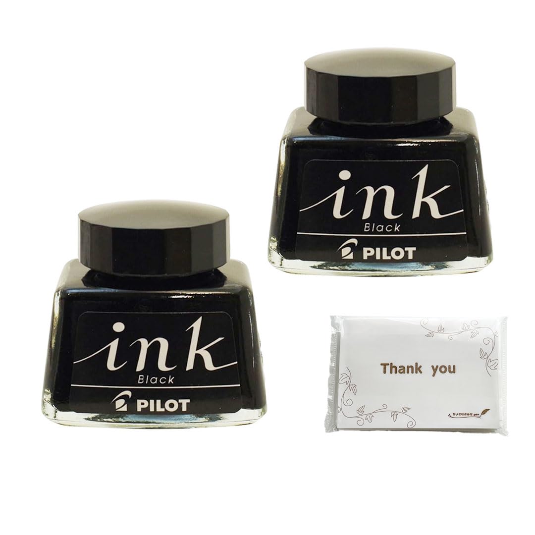 

Pilot Fountain Pen Ink 30ml Black Set of 2 Original Pocket Tissue INK-30-B +