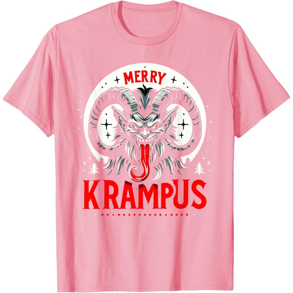 Krampus Graphic Tee Funny Merry Krampus Anti Santa Claus Print Casual Round Neck T-Shirt