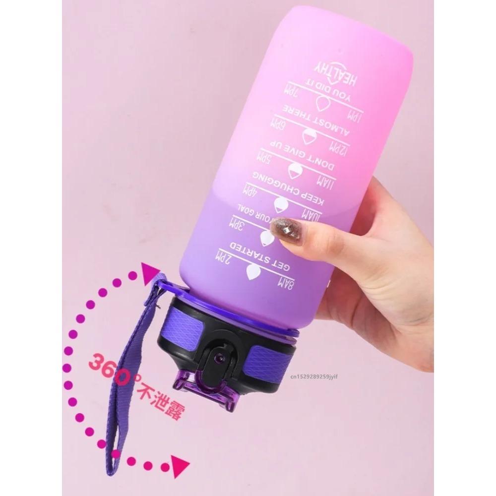 Bottiglia d'acqua sportiva da 600 ml con indicatore orario, tazza a colori sfumati, tazza a prova di perdite, borraccia motivazionale, sport all'aria aperta, fitness