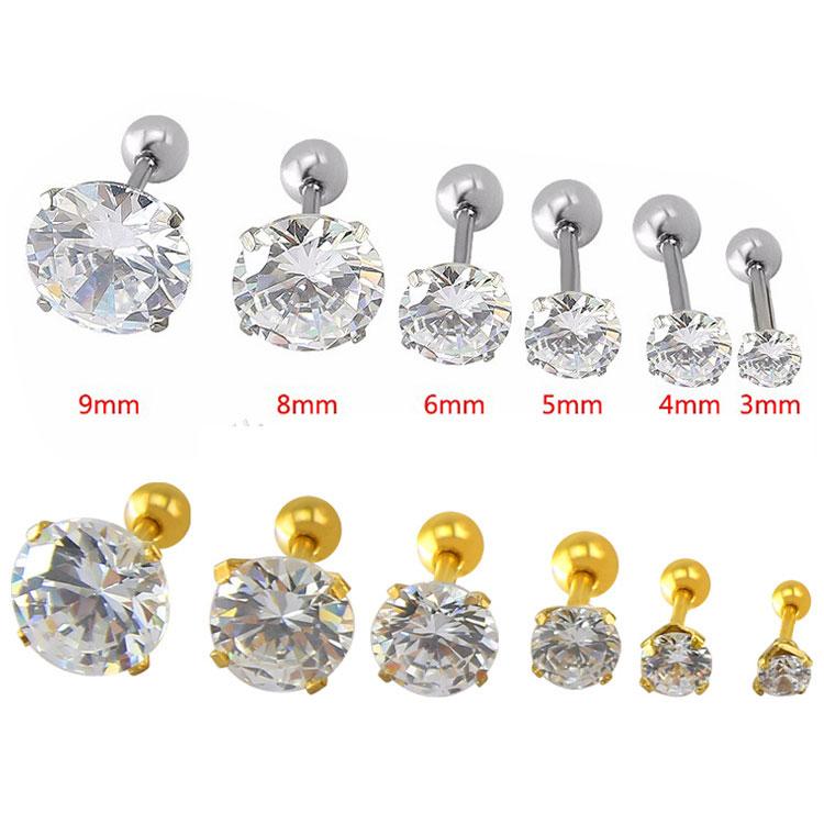 1piece 20G Bar Stainless steel Screw Piercing Zircon Ear Tiny Stud for Women Men Tragus Cartilage Standard Lobe Daith Earring