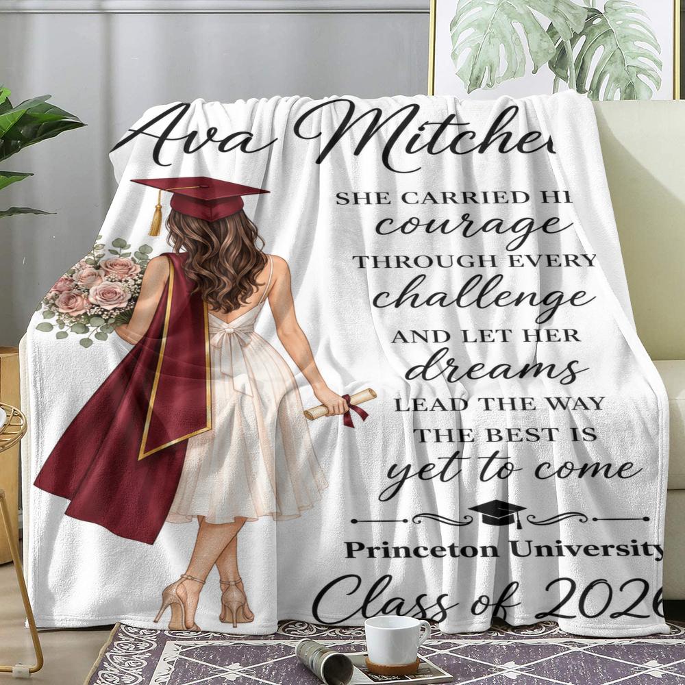 Graduation Girl Quotes Throw Soft Flannel Throw Summer AC Blanket Lightweight Cool Nap Blanket for Sofa Bed Couch Travel 75x90cm