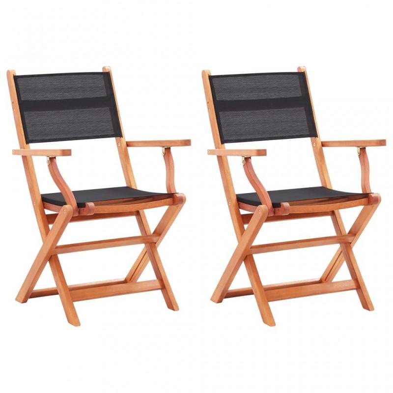 Day and Night - Day and Night Folding Garden Chairs 2 Pcs Eucalyptus Wood Textilene Black