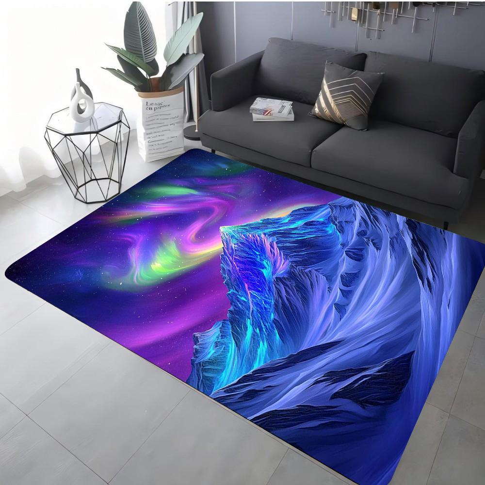 Fantasy Landscape Carpet Various Styles With Starry Sky Aurora Forest Mountain Lake Reflection Art Designs For Living Room Decor
