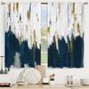 2Pcs Artist Brushstroke Curtains Blue White Gold Abstract Pattern Living Room Bedroom Kids Room Sunshade Modern Art Decor