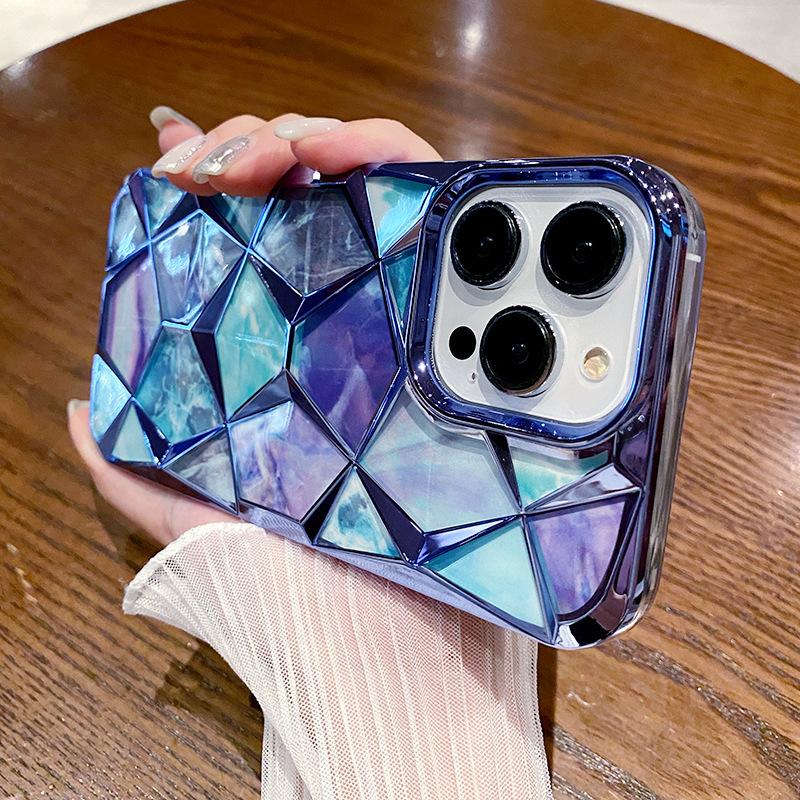 Applicable To Apple 16 Mobile Phone Case Electroplated Marble Iphone15Promax Protective Case Silicone 14 Luxury