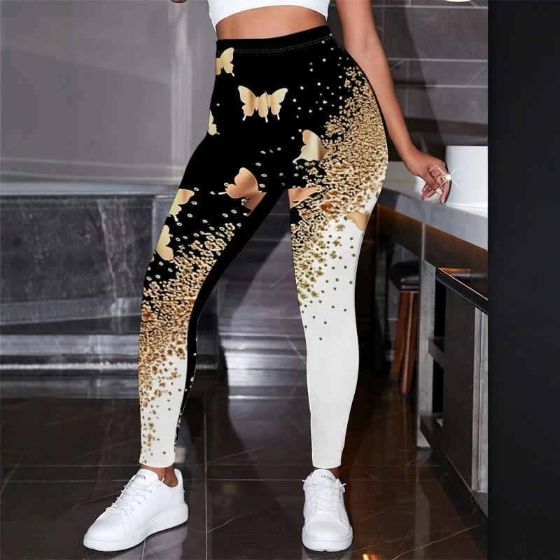 2026 Womens High-Waist Printed Yoga Leggings Casual Slim Fit Activewear Pants