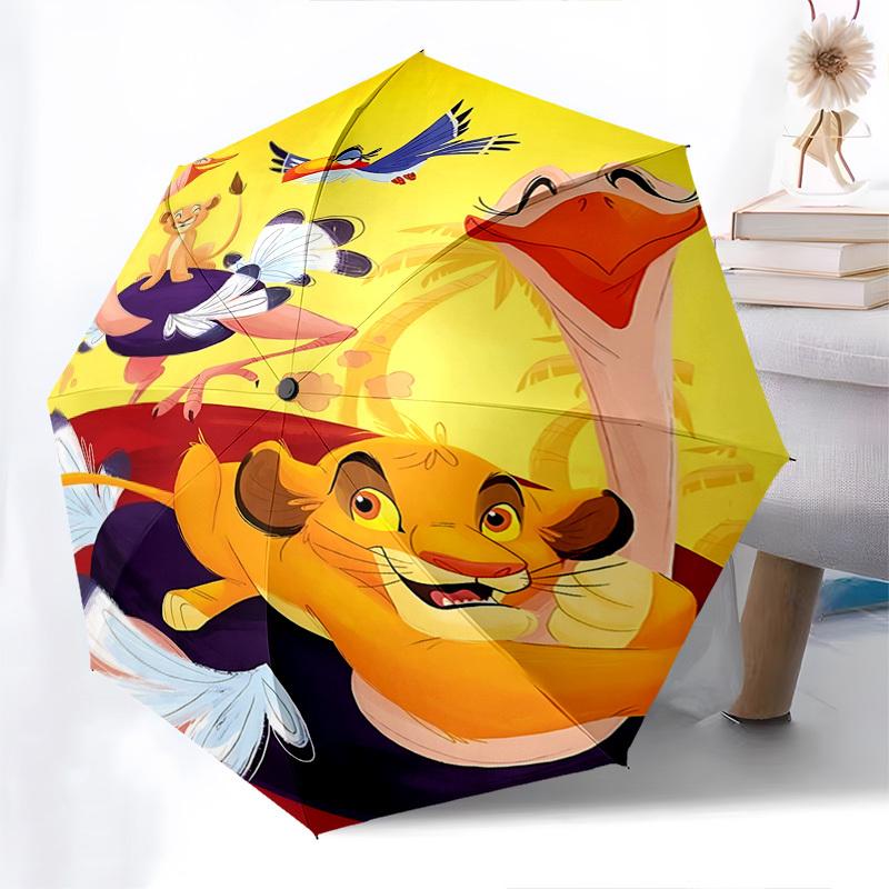 Paraguas Automático de Apertura y Cierre Temático del Rey León, Simba, Paraguas Portátil de 8 Varillas de Colores Brillantes, Adecuado para Hombres y Mujeres, Un Regalo Perfecto f