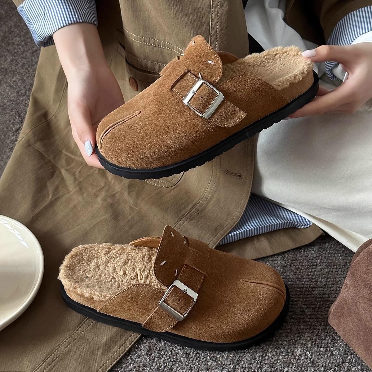 

сумка на платформі на підошві напівтапочки жіночий верхній одяг черевики Boken 2024 р. оксамитові туфлі без каблука на одній педалі 40 верблюд