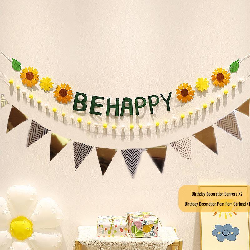 First Birthday Pom-Pom Bunting & Photo Banner for Boys and Girls