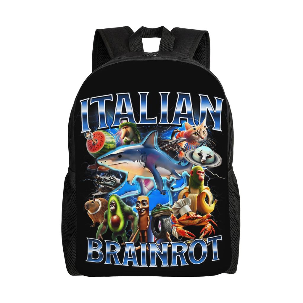 Arten von italienischem Brainrot Meme Klassischer Rucksack Outdoor High School Reise Handgezeichneter Tagesrucksack Herren Damen Laptop Umhängetasche