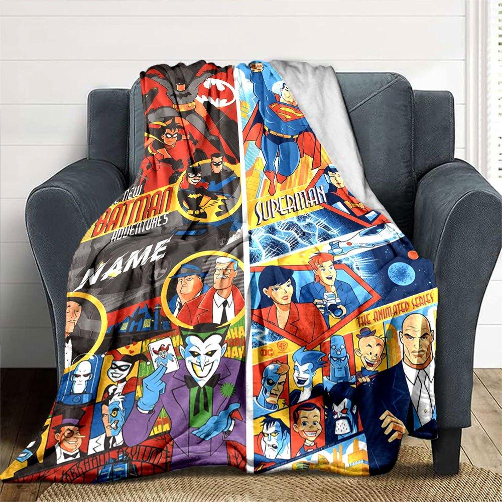Batman Adventures Multi Purpose Customizable Blanket Personalized Text Soft Cozy Perfect For Sofa Couch Office Bed Picnics For All Occasions Warmthful