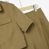 ZANZEA Women Short Sleeve Cropped Blouse and Long Pants Casual Two Piece Suit Sets