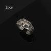 2pcs, Creative Half face Mask Ring, for Men and Women, Fashion Retro Silver Relief with Adjustable Opening Ring, Confessing Gift