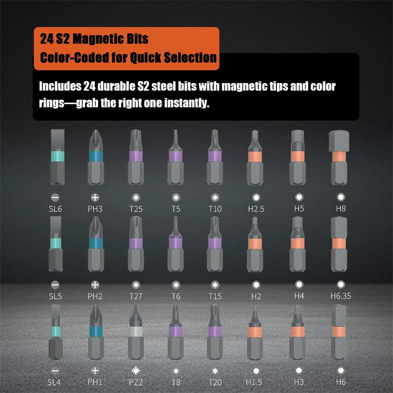 24 in 1 Magnetic Screwdriver Set Multifunctional Toolbox with Detachable Ratchet Handle Portable Precision Repair Tool