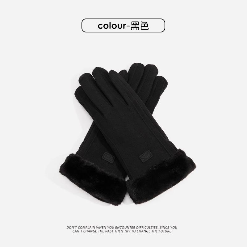 Warm gloves Women's cycling fleece thickened go out anti-splashing cute Korean version gloves