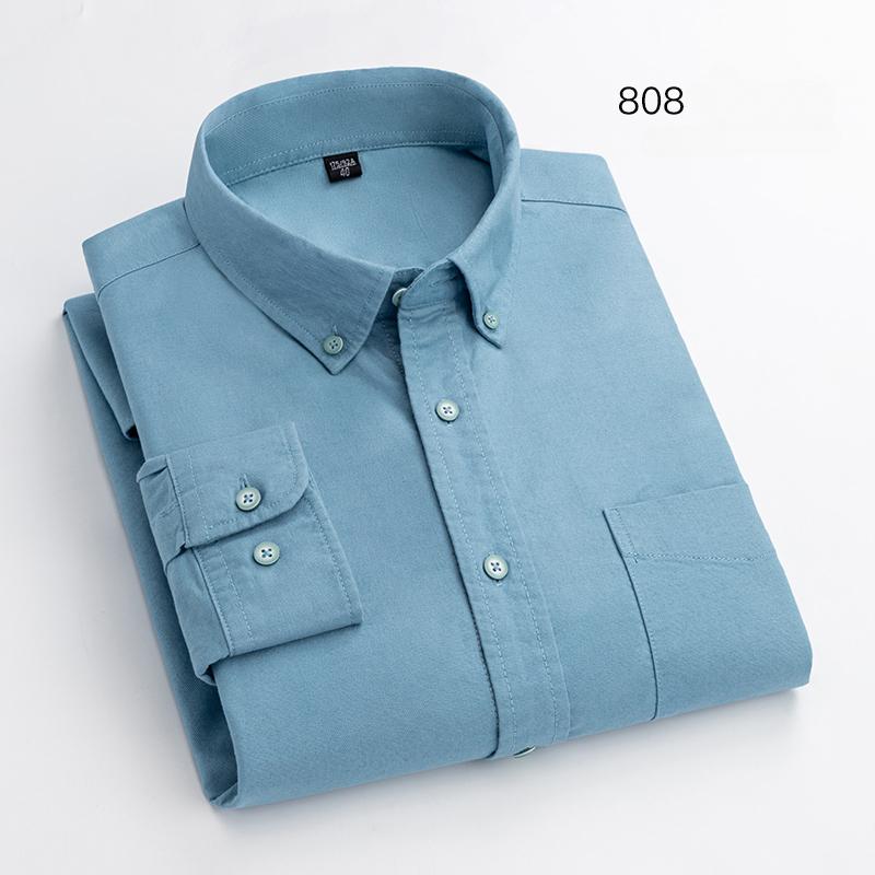 Fashion 100%cotton Casual long-sleeve Shirts for men oxford striped plaid tops slim fit formal shirt white black office clothes
