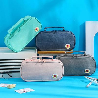 Estuche para lápices portátil de gran capacidad, bolsa de papelería de tela Oxford multicapa, estuche multifuncional con doble cremallera para estudiantes