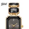Sophisticated Bracelet Watch Ladies Quartz Sparkling Rhinestone Rectangular Dial Fashionable