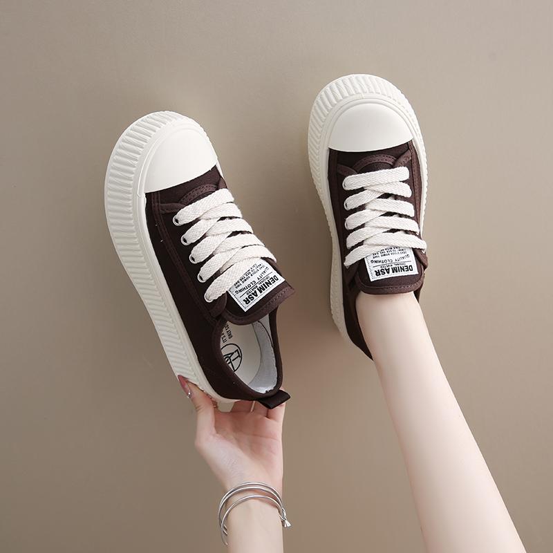 CRLAYDK Fashion Platform Canvas Skate Shoes for Women Lace Up Casual Sneakers Ladies Lace Up Sports Walking Breathable Tennis