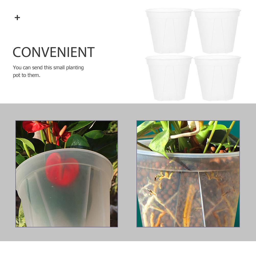 4Pcs Clear Plastic Nursery for Orchids and Landscape Plants Easy-Clean Reusable Gardening Pots Modern Decorative Flower