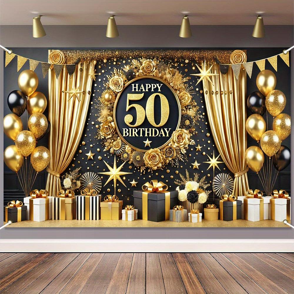 2D plane, 1 piece 2D banner, 50th birthday, polyester fiber background cloth 100x150cm