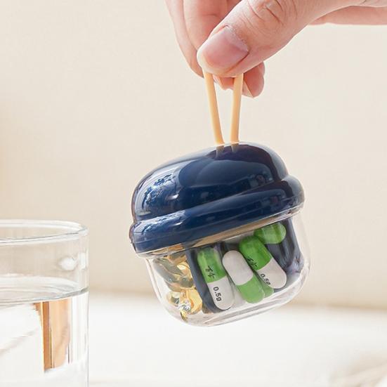 Pill Organizer Box Travel Pill Case with 4 Compartments Portable Transparent Sealed Pill Container for Daily Supplements Fish Oil