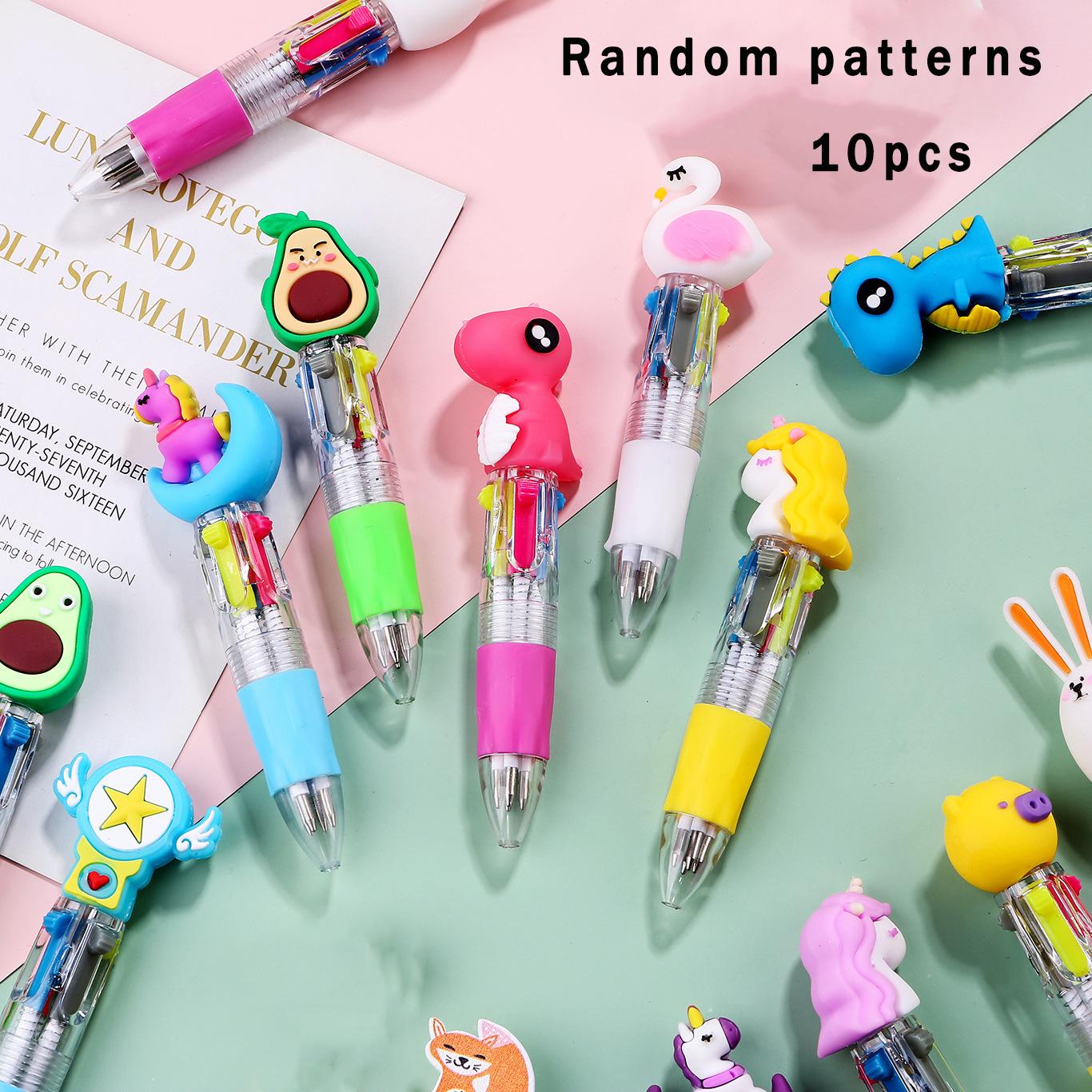 

Cute Mini 4-Color Ballpoint Pens (10-Pack/20-Pack), Cartoon-Themed Diary Pens, 4-Color Retractable Ballpoint Pens, Stationery