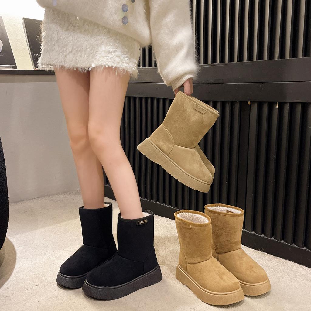 Winter New Snow Boots Women's Large Size Basic Classic Casual Mid-tube Cotton Boots Women's