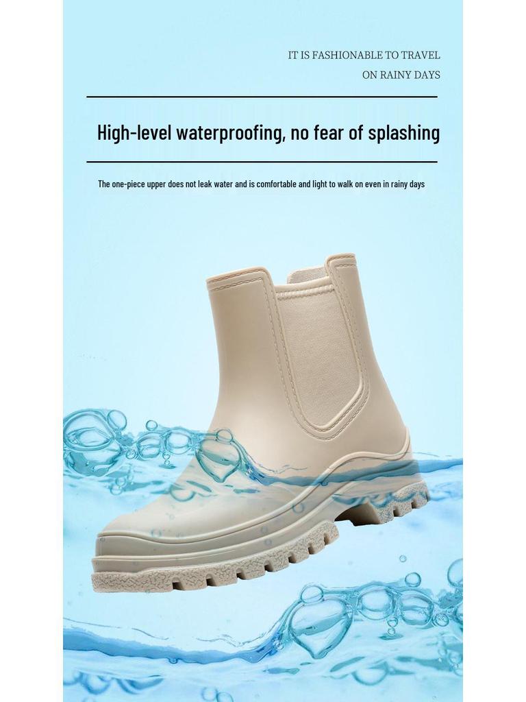 Damen Wasserdichte Fleecegefütterte Rutschfeste PVC Kurze Regenstiefel