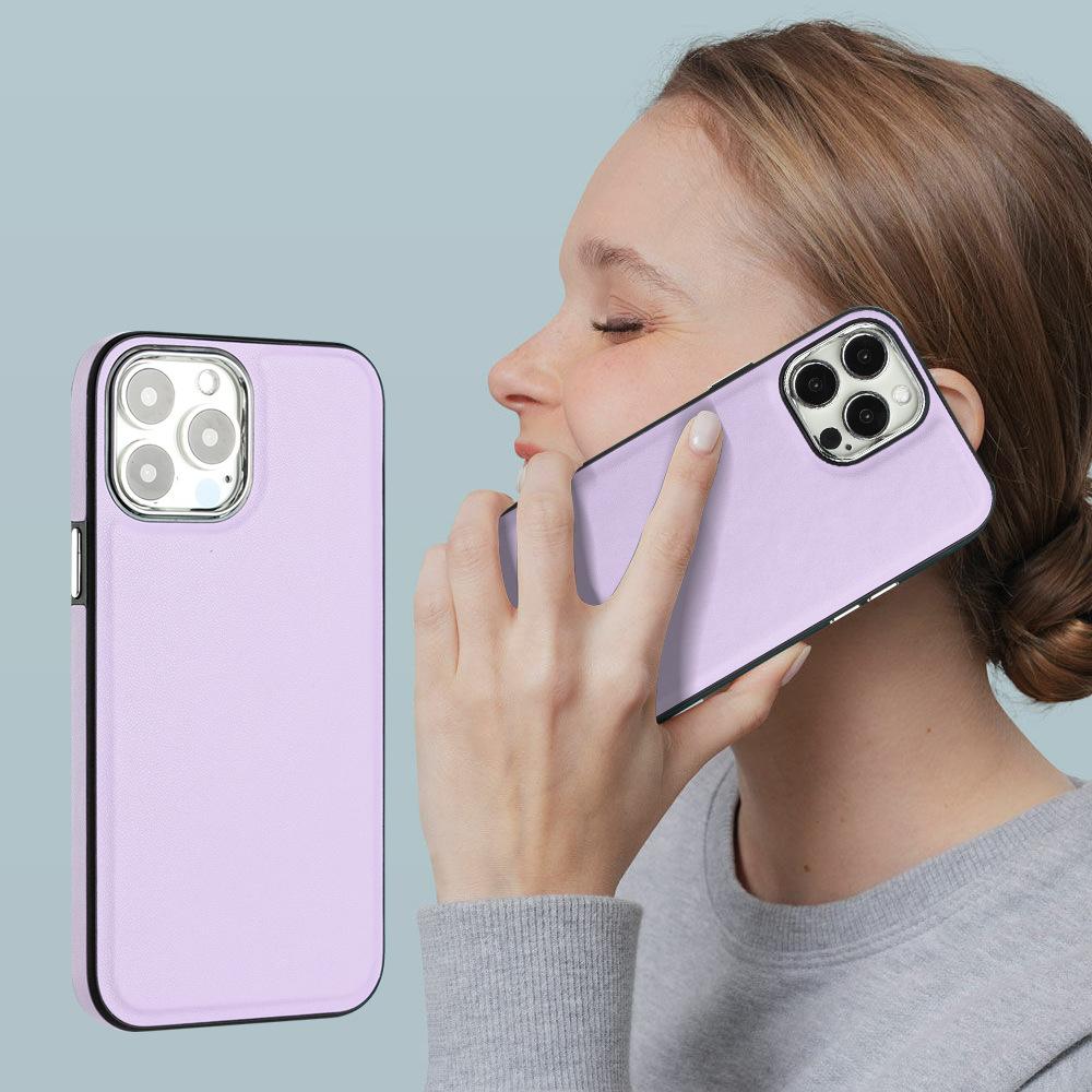 Suitable for iPhone15 mobile phone case 13Pro solid color leather pattern all-inclusive anti-drop protective case 14plus leather pattern case