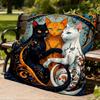 1pc Fantasy Cats Throw Blanket Polyester Fiber, Lightweight Flannel, Soft & Warm, All Season Use for Outdoor, Camping Digital Print