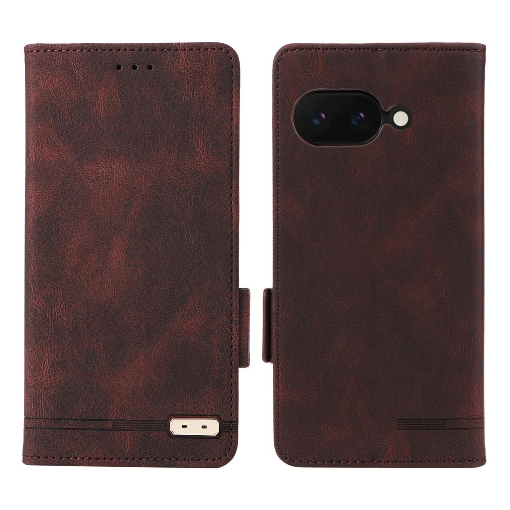 For Google Pixel 9a Case Leather Wallet Flip Phone Cover with Hardware Decor