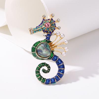 Broche Hippocampe Couleur Vintage Médiévale Mode Personnalité Rétro Tempérament Corsage