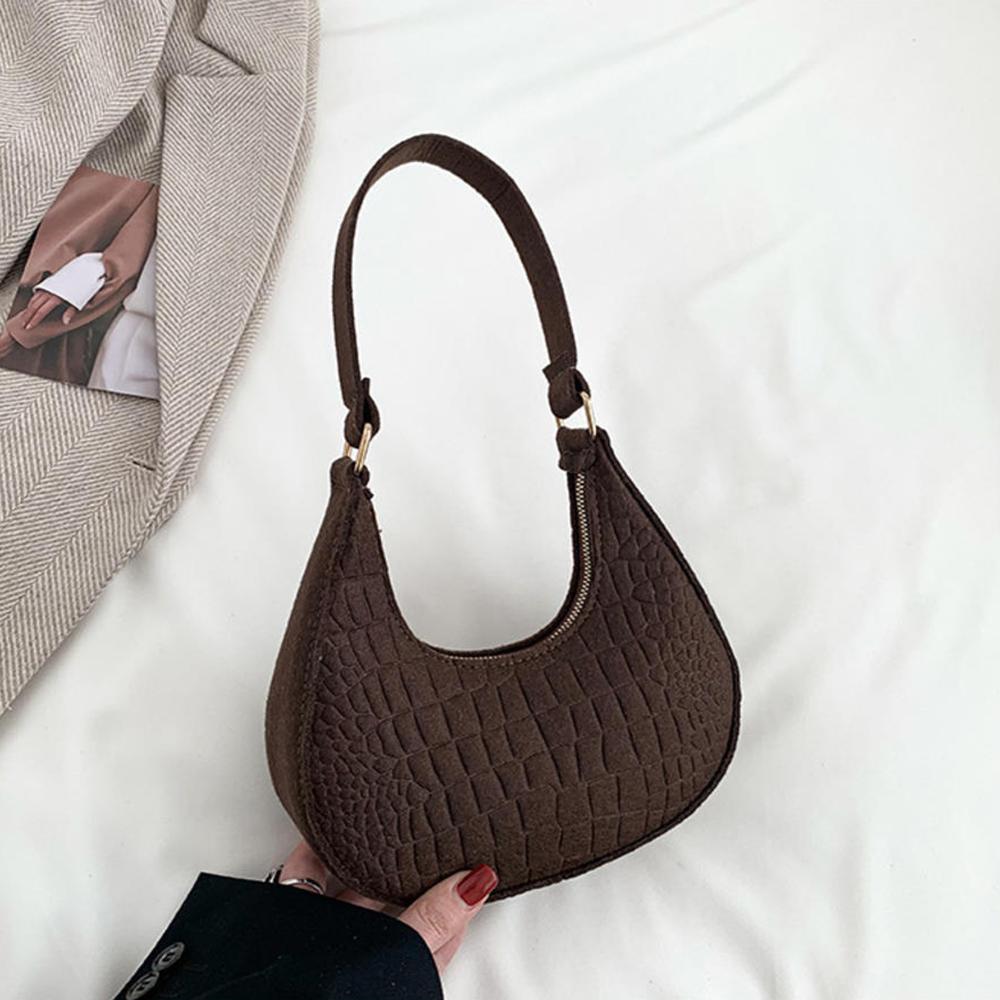 Fashi Felt Cloth Pattern Shoulder Bags For Women Small Handle Underarm Bag Clutch Luxury Solid Color Female Handbag With Purse